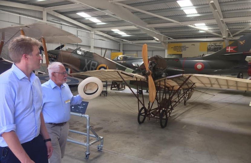 Dr Ben Spencer MP visiting Brooklands Museum and Meeting Chairman Sir Gerald Archer