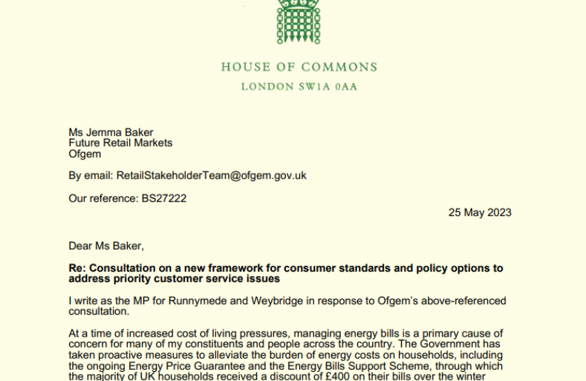 Ofgem consultation response from Dr Ben Spencer