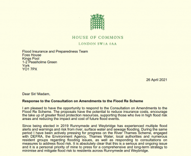 Amendments to the Flood Re Scheme consultation response