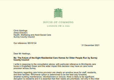 Surrey Care Home consultation response from Dr Ben Spencer MP